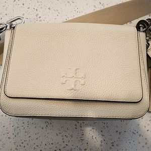 Authentic Burch crossbody 2x strap bag neutral color silver hardware
